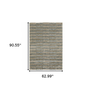 HomeRoots 8' Abstract Distressed Runner Rug in Beige and Blue – Durable, Stain-Resistant Design for Hallways 5' X 8' 508133