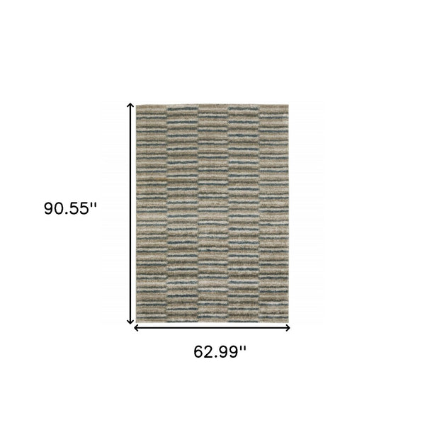 HomeRoots 8' Abstract Distressed Runner Rug in Beige and Blue – Durable, Stain-Resistant Design for Hallways 5' X 8' 508133