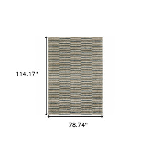 HomeRoots 8' Abstract Distressed Runner Rug in Beige and Blue – Durable, Stain-Resistant Design for Hallways 7' X 10' 508134