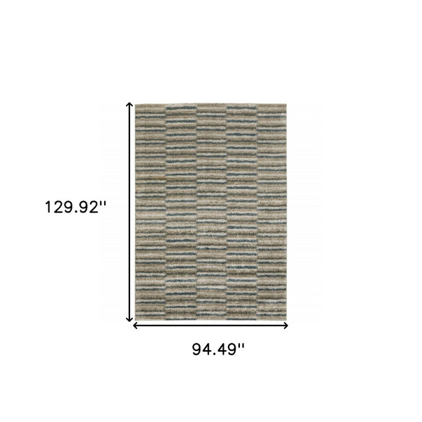 HomeRoots 8' Abstract Distressed Runner Rug in Beige and Blue – Durable, Stain-Resistant Design for Hallways 8' X 11' 508135