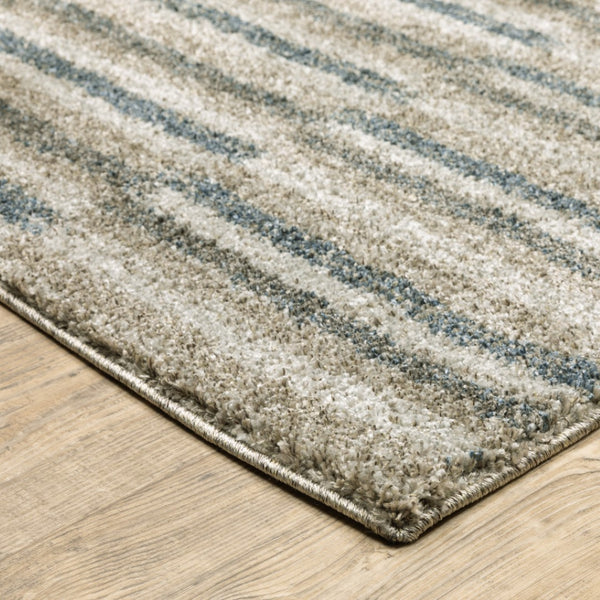 HomeRoots 8' Abstract Distressed Runner Rug in Beige and Blue – Durable, Stain-Resistant Design for Hallways 8' X 11' 508135
