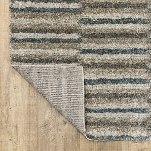 HomeRoots 8' Abstract Distressed Runner Rug in Beige and Blue – Durable, Stain-Resistant Design for Hallways 8' X 11' 508135