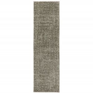 HomeRoots 8' Elegant Brown and Beige Geometric Distressed Runner Rug for Hallways, Entryways, and Living Spaces 2'3" x 7'6" 508137