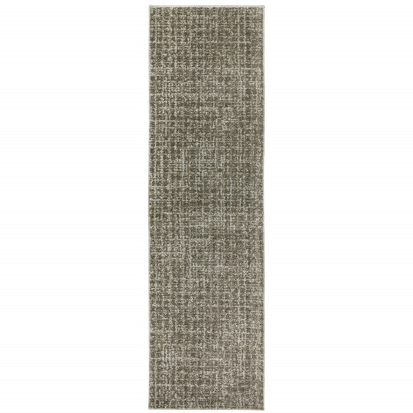 HomeRoots 8' Elegant Brown and Beige Geometric Distressed Runner Rug for Hallways, Entryways, and Living Spaces 2'3" x 7'6" 508137