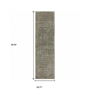 HomeRoots 8' Elegant Brown and Beige Geometric Distressed Runner Rug for Hallways, Entryways, and Living Spaces 2'3" x 7'6" 508137