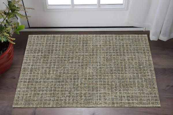 HomeRoots 8' Elegant Brown and Beige Geometric Distressed Runner Rug for Hallways, Entryways, and Living Spaces 3' x 5' 508138