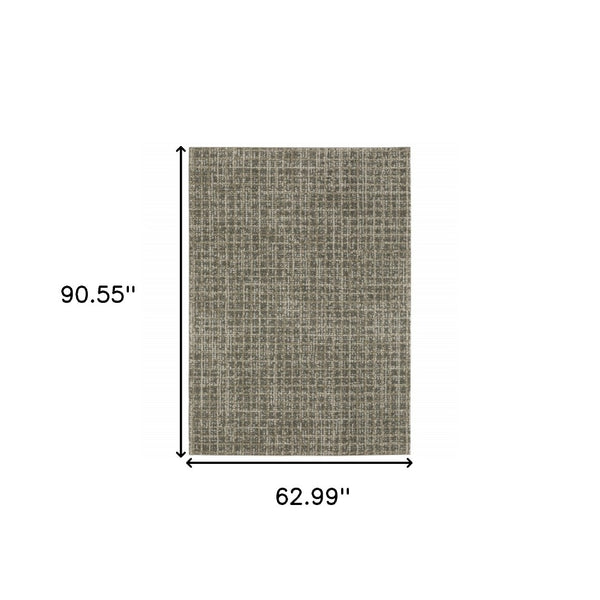 HomeRoots 8' Elegant Brown and Beige Geometric Distressed Runner Rug for Hallways, Entryways, and Living Spaces 5' X 8' 508139