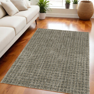 HomeRoots 8' Elegant Brown and Beige Geometric Distressed Runner Rug for Hallways, Entryways, and Living Spaces 5' X 8' 508139