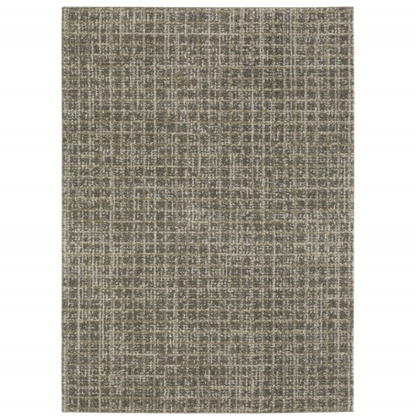 HomeRoots 8' Elegant Brown and Beige Geometric Distressed Runner Rug for Hallways, Entryways, and Living Spaces 7' X 10' 508140