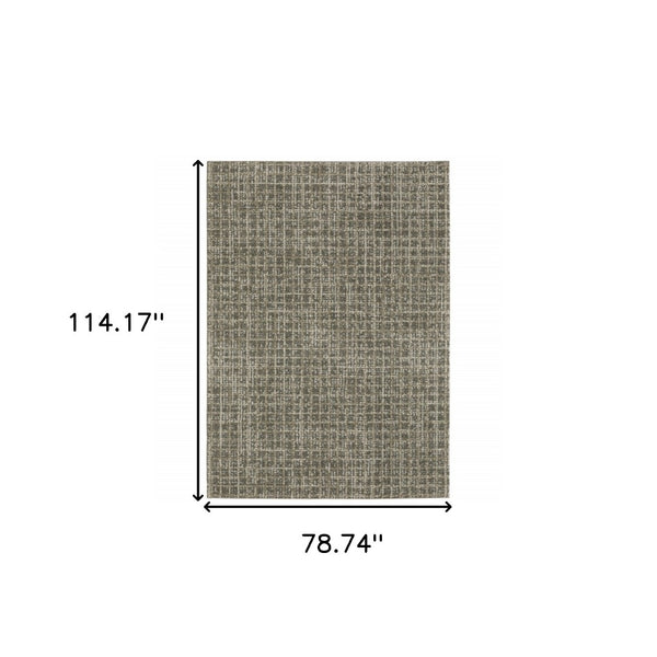 HomeRoots 8' Elegant Brown and Beige Geometric Distressed Runner Rug for Hallways, Entryways, and Living Spaces 7' X 10' 508140