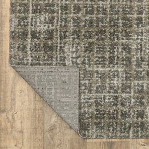 HomeRoots 8' Elegant Brown and Beige Geometric Distressed Runner Rug for Hallways, Entryways, and Living Spaces 7' X 10' 508140