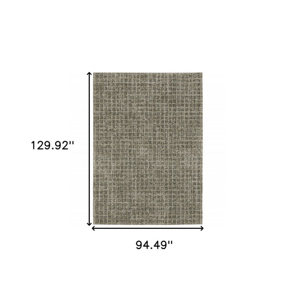 HomeRoots 8' Elegant Brown and Beige Geometric Distressed Runner Rug for Hallways, Entryways, and Living Spaces 8' X 11' 508141