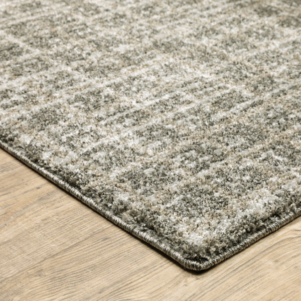 HomeRoots 8' Elegant Brown and Beige Geometric Distressed Runner Rug for Hallways, Entryways, and Living Spaces 10' X 13' 508142