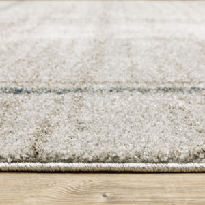HomeRoots 8' Beige and Blue Geometric Distressed Runner Rug for Modern Spaces – Durable, Stylish, Easy Care 7' X 10' 508146