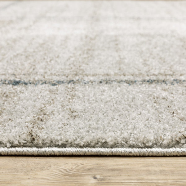 HomeRoots 8' Beige and Blue Geometric Distressed Runner Rug for Modern Spaces – Durable, Stylish, Easy Care 7' X 10' 508146