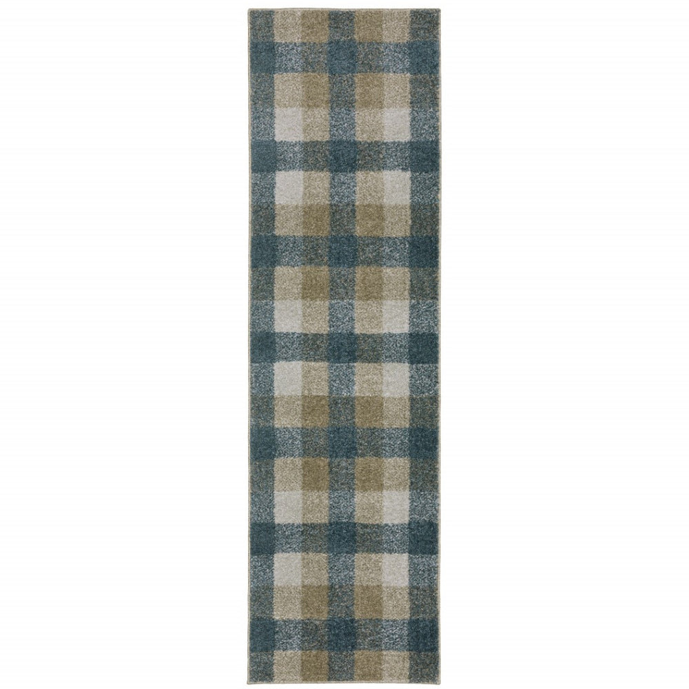 HomeRoots 8' Tan and Gray Geometric Runner Rug – Stylish Abstract Design for Hallways, Durable & Stain-Resistant 2'3" x 7'6" 508149