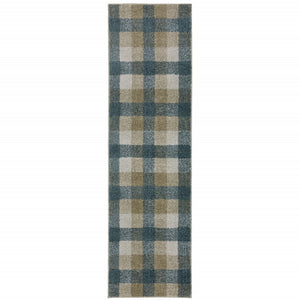 HomeRoots 8' Tan and Gray Geometric Runner Rug – Stylish Abstract Design for Hallways, Durable & Stain-Resistant 2'3" x 7'6" 508149