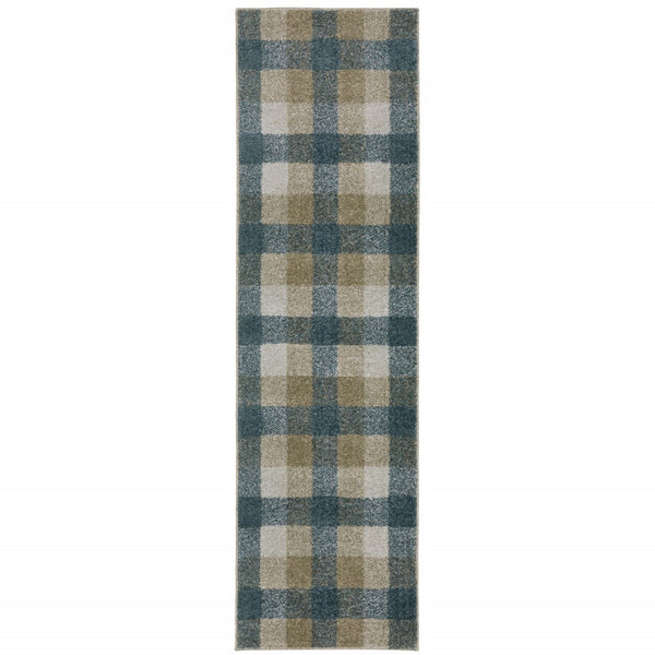 HomeRoots 8' Tan and Gray Geometric Runner Rug – Stylish Abstract Design for Hallways, Durable & Stain-Resistant 2'3" x 7'6" 508149
