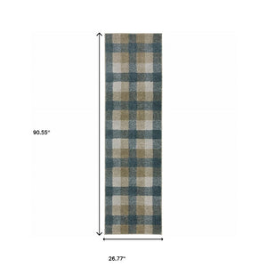 HomeRoots 8' Tan and Gray Geometric Runner Rug – Stylish Abstract Design for Hallways, Durable & Stain-Resistant 2'3" x 7'6" 508149