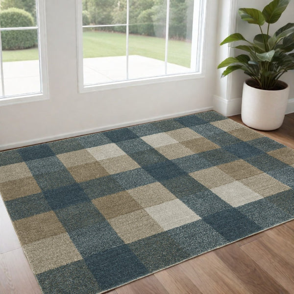 HomeRoots 8' Tan and Gray Geometric Runner Rug – Stylish Abstract Design for Hallways, Durable & Stain-Resistant 3' x 5' 508150