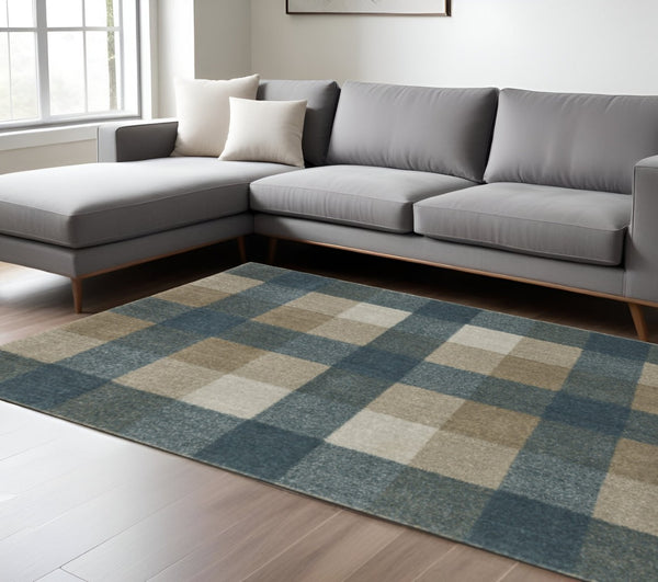 HomeRoots 8' Tan and Gray Geometric Runner Rug – Stylish Abstract Design for Hallways, Durable & Stain-Resistant 10' X 13' 508154