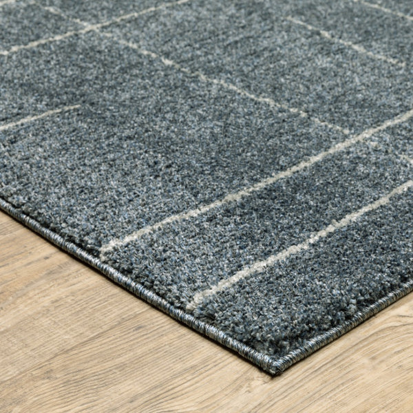 HomeRoots 8' Bold Blue and Gray Geometric Runner Rug - Modern Design, Stain Resistant, Ideal for Hallways 2'3" x 7'6" 508155