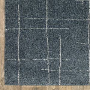 HomeRoots 8' Bold Blue and Gray Geometric Runner Rug - Modern Design, Stain Resistant, Ideal for Hallways 2'3" x 7'6" 508155