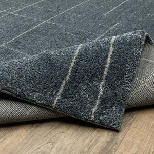 HomeRoots 8' Bold Blue and Gray Geometric Runner Rug - Modern Design, Stain Resistant, Ideal for Hallways 2'3" x 7'6" 508155