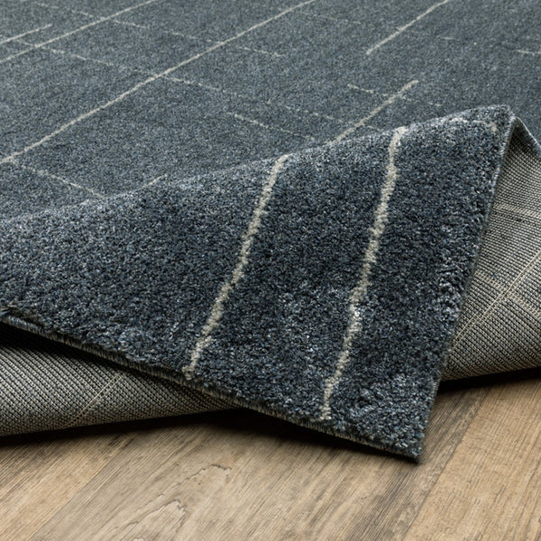HomeRoots 8' Bold Blue and Gray Geometric Runner Rug - Modern Design, Stain Resistant, Ideal for Hallways 2'3" x 7'6" 508155