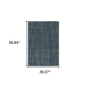 HomeRoots 8' Bold Blue and Gray Geometric Runner Rug - Modern Design, Stain Resistant, Ideal for Hallways 3' x 5' 508156