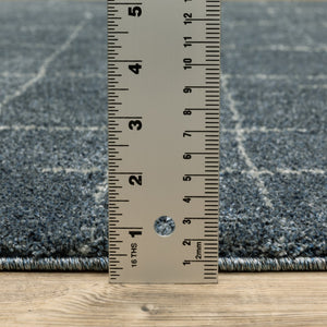 HomeRoots 8' Bold Blue and Gray Geometric Runner Rug - Modern Design, Stain Resistant, Ideal for Hallways 3' x 5' 508156