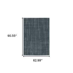 HomeRoots 8' Bold Blue and Gray Geometric Runner Rug - Modern Design, Stain Resistant, Ideal for Hallways 5' X 8' 508157