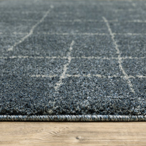 HomeRoots 8' Bold Blue and Gray Geometric Runner Rug - Modern Design, Stain Resistant, Ideal for Hallways 5' X 8' 508157