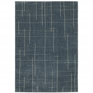 HomeRoots 8' Bold Blue and Gray Geometric Runner Rug - Modern Design, Stain Resistant, Ideal for Hallways 7' X 10' 508158