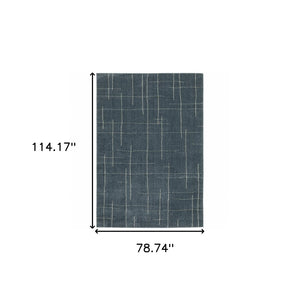 HomeRoots 8' Bold Blue and Gray Geometric Runner Rug - Modern Design, Stain Resistant, Ideal for Hallways 7' X 10' 508158