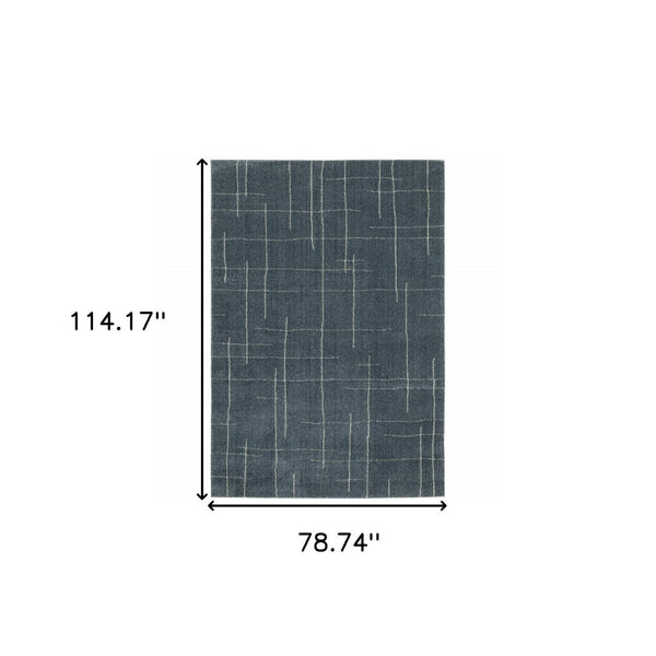 HomeRoots 8' Bold Blue and Gray Geometric Runner Rug - Modern Design, Stain Resistant, Ideal for Hallways 7' X 10' 508158