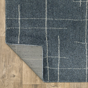HomeRoots 8' Bold Blue and Gray Geometric Runner Rug - Modern Design, Stain Resistant, Ideal for Hallways 7' X 10' 508158