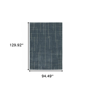 HomeRoots 8' Bold Blue and Gray Geometric Runner Rug - Modern Design, Stain Resistant, Ideal for Hallways 8' X 11' 508159