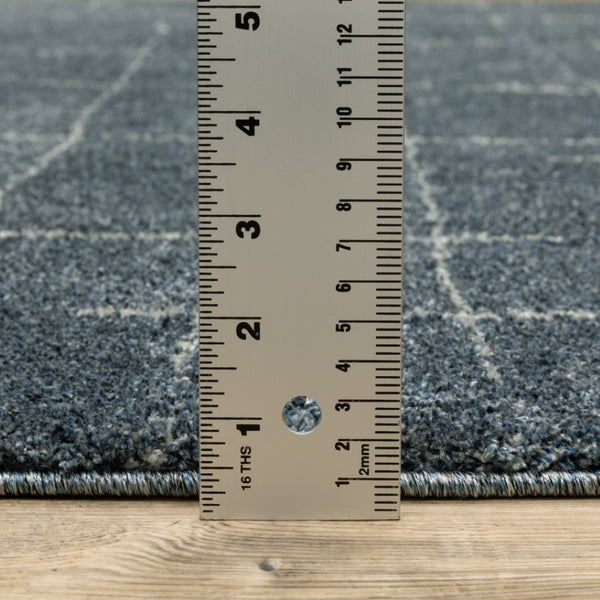 HomeRoots 8' Bold Blue and Gray Geometric Runner Rug - Modern Design, Stain Resistant, Ideal for Hallways 8' X 11' 508159
