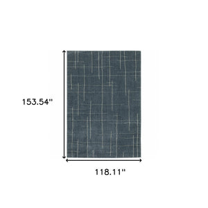 HomeRoots 8' Bold Blue and Gray Geometric Runner Rug - Modern Design, Stain Resistant, Ideal for Hallways 10' X 13' 508160