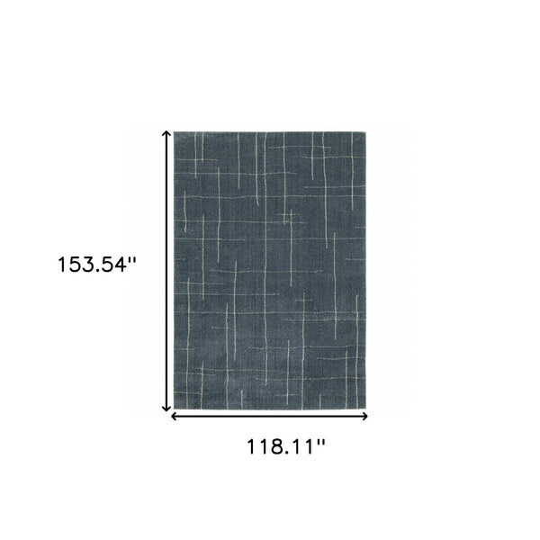 HomeRoots 8' Bold Blue and Gray Geometric Runner Rug - Modern Design, Stain Resistant, Ideal for Hallways 10' X 13' 508160