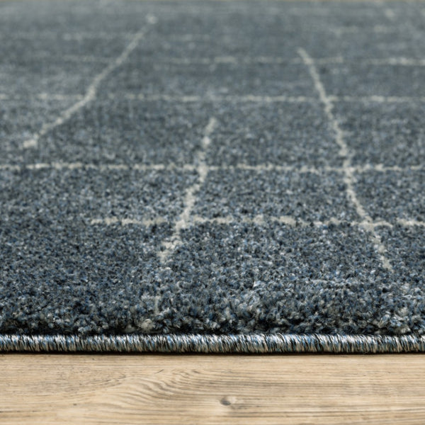 HomeRoots 8' Bold Blue and Gray Geometric Runner Rug - Modern Design, Stain Resistant, Ideal for Hallways 10' X 13' 508160