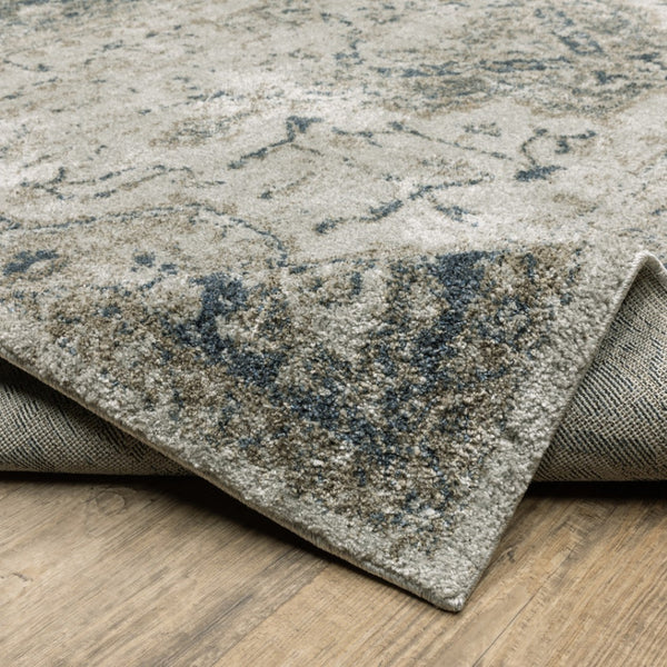 HomeRoots 8' Oriental Distressed Runner Rug in Beige and Blue – Vintage Charm for High-Traffic Spaces 2'3" x 7'6" 508161