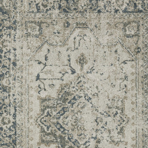 HomeRoots 8' Oriental Distressed Runner Rug in Beige and Blue – Vintage Charm for High-Traffic Spaces 3' x 5' 508162