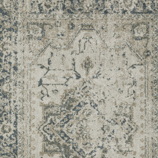HomeRoots 8' Oriental Distressed Runner Rug in Beige and Blue – Vintage Charm for High-Traffic Spaces 3' x 5' 508162