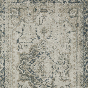 HomeRoots 8' Oriental Distressed Runner Rug in Beige and Blue – Vintage Charm for High-Traffic Spaces 5' X 8' 508163