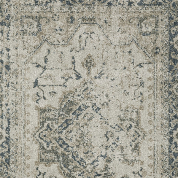 HomeRoots 8' Oriental Distressed Runner Rug in Beige and Blue – Vintage Charm for High-Traffic Spaces 5' X 8' 508163