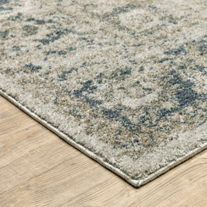 HomeRoots 8' Oriental Distressed Runner Rug in Beige and Blue – Vintage Charm for High-Traffic Spaces 5' X 8' 508163