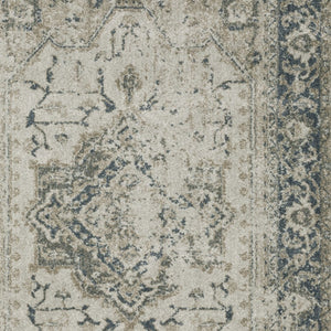 HomeRoots 8' Oriental Distressed Runner Rug in Beige and Blue – Vintage Charm for High-Traffic Spaces 7' X 10' 508164