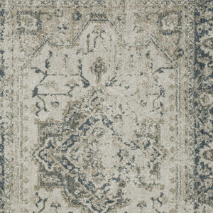 HomeRoots 8' Oriental Distressed Runner Rug in Beige and Blue – Vintage Charm for High-Traffic Spaces 8' X 11' 508165